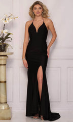 Halter Sleeveless Sheath Elegant Off the shoulder Floor length Prom Dress Hot Sale For Ladies
