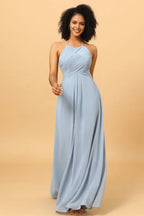Halter Sleeveless Sheath Formal Off the shoulder Floor Length Prom Dress Hot Sale For Ladies