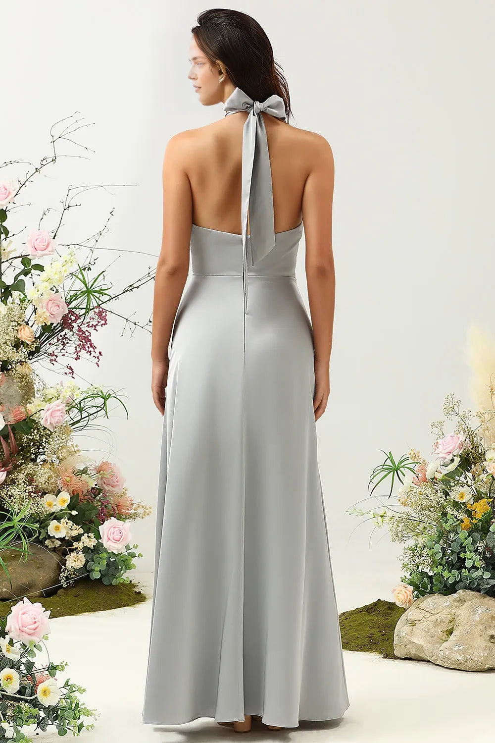 Halter Sleeveless Sheath Modern Off the shoulder Floor length Party Dress Hot Sale For Ladies