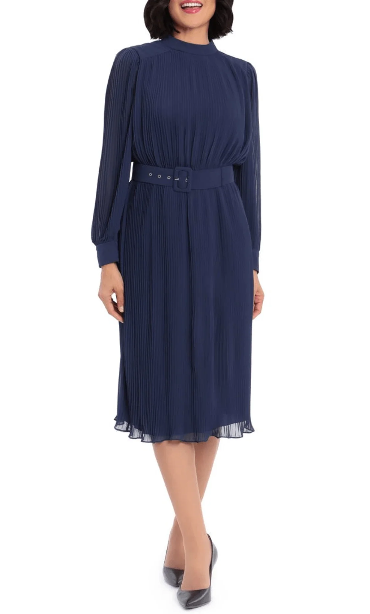High Neck Long Sleeves A-line Formal Tea Length Prom Dress Hot Sale For Ladies