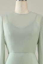 High Neck Long Sleeves Column V-Back Fashion Floor length Party Dress Hot Sale For ladies