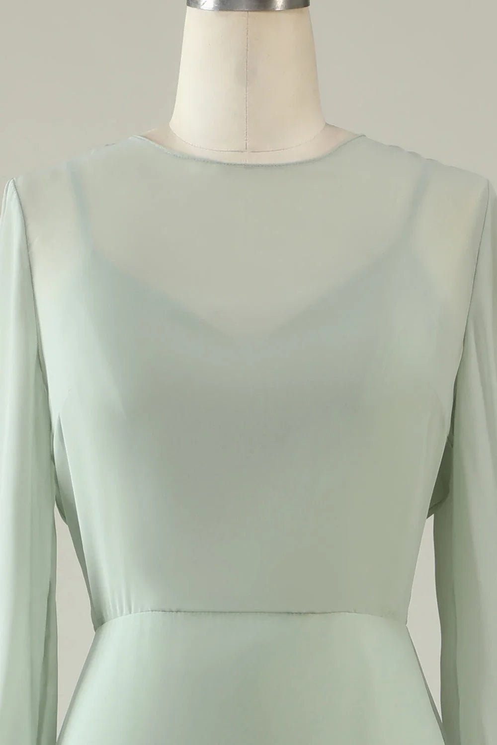 High Neck Long Sleeves Column V-Back Fashion Floor length Party Dress Hot Sale For ladies