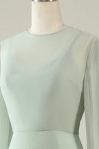 High Neck Long Sleeves Column V-Back Fashion Floor length Party Dress Hot Sale For ladies