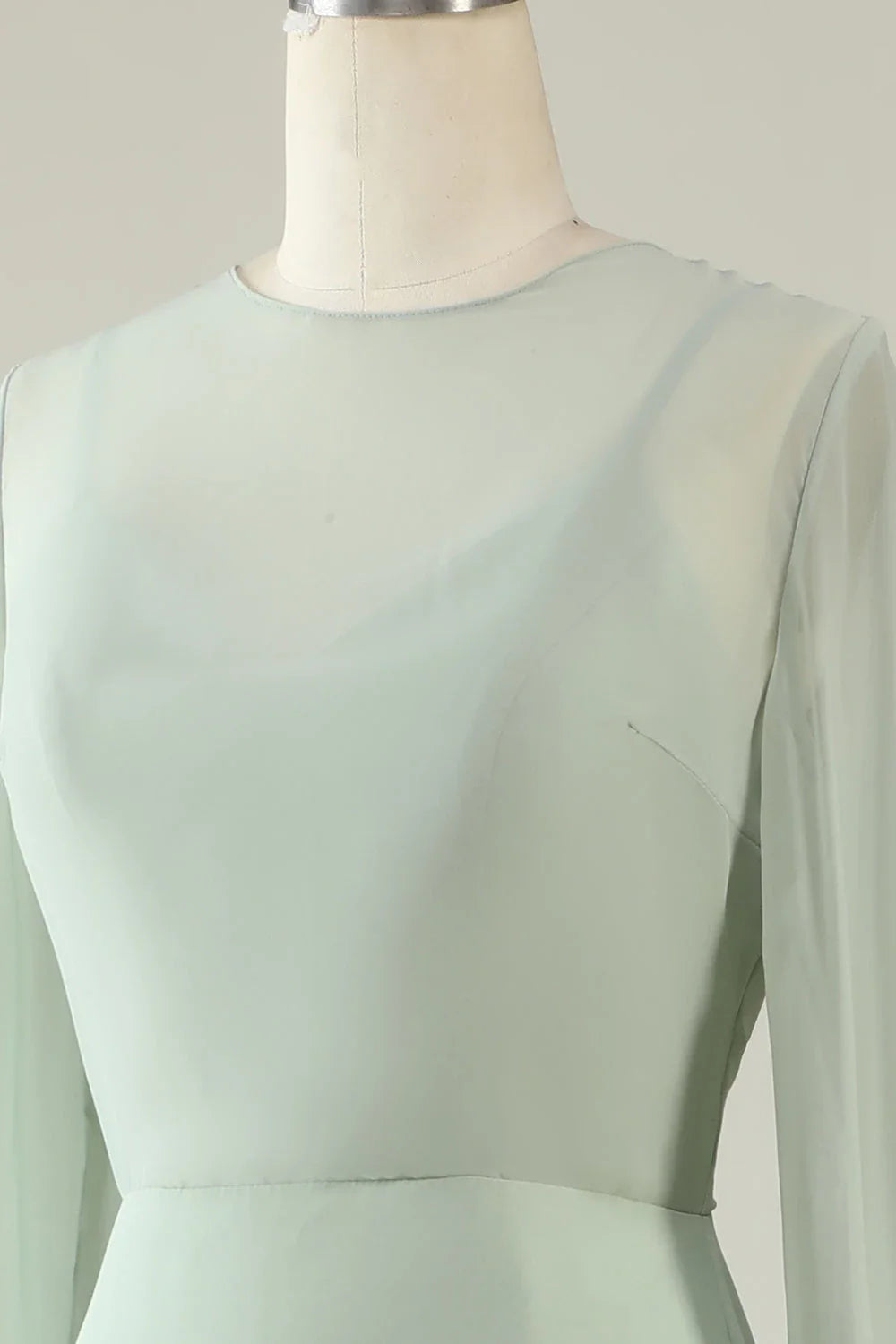 High Neck Long Sleeves Column V-Back Fashion Floor length Party Dress Hot Sale For ladies