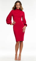 High Neck Long Sleeves Sheath Classic Off the shoulder Knee Length Prom Dress For Sale For Ladies