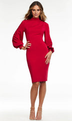 High Neck Long Sleeves Sheath Classic Off the shoulder Knee Length Prom Dress For Sale For Ladies