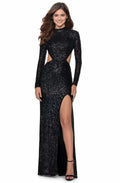 High Neck Long Sleeves Sheath Fashion Off the shoulder Floor Length Prom Dress For Sale For Ladies