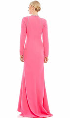 High Neck Long Sleeves Trumpet Formal Floor length Long Prom Dress For Sale For Women