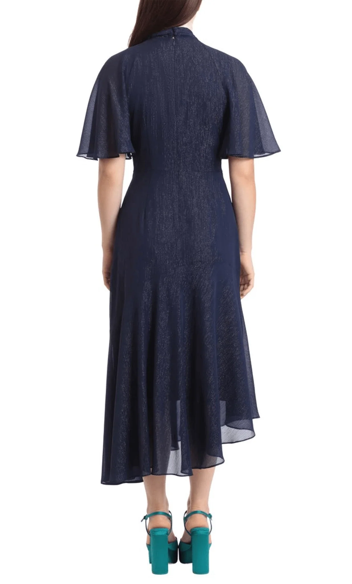 High Neck Short Sleeves A-line Classic Off the shoulder Tea Length Prom Dress For Sale For Women
