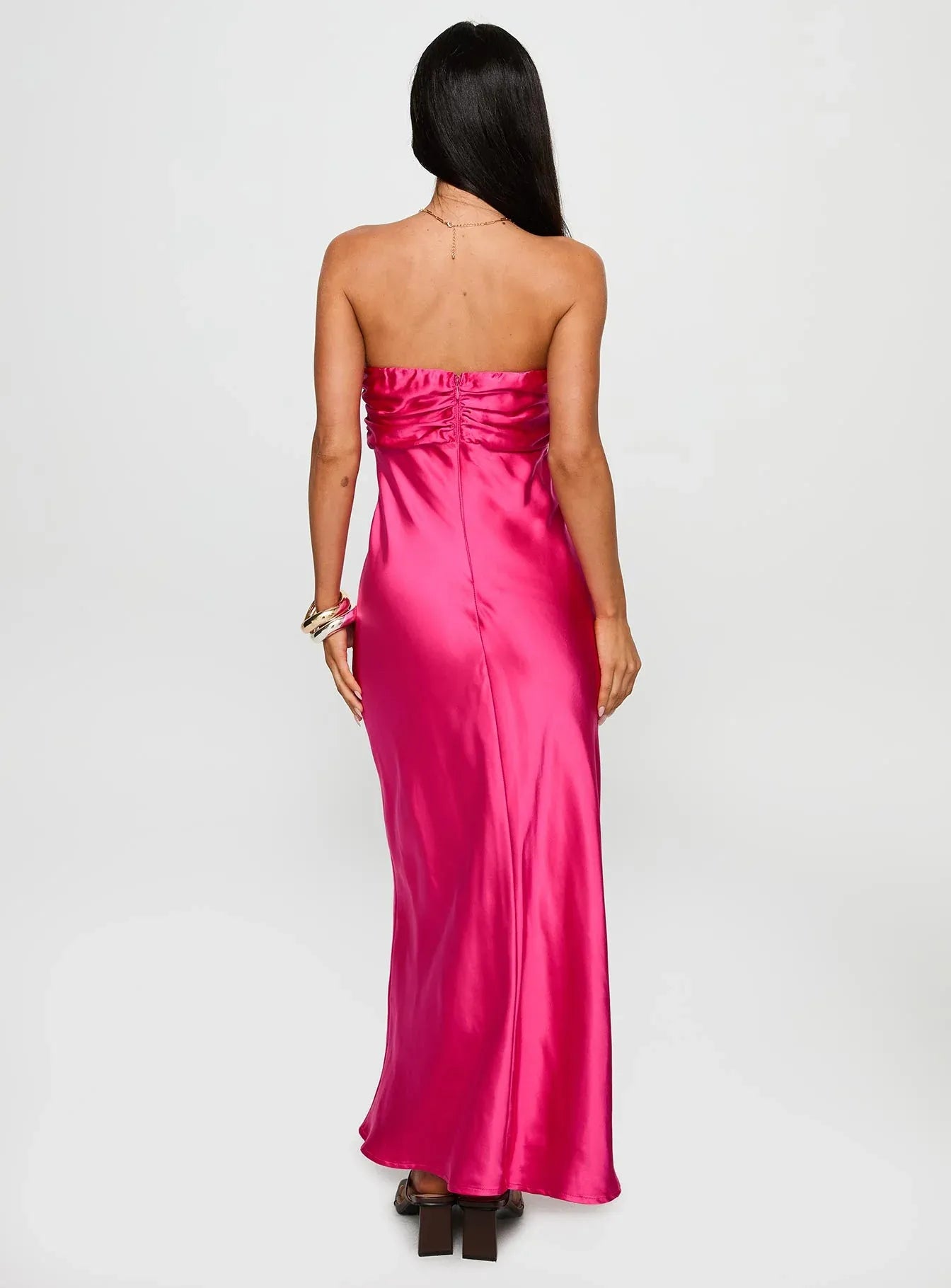Strapless Cutout Maxi Dress Chic Sleeveless Column Zipper Up Prom Dresses