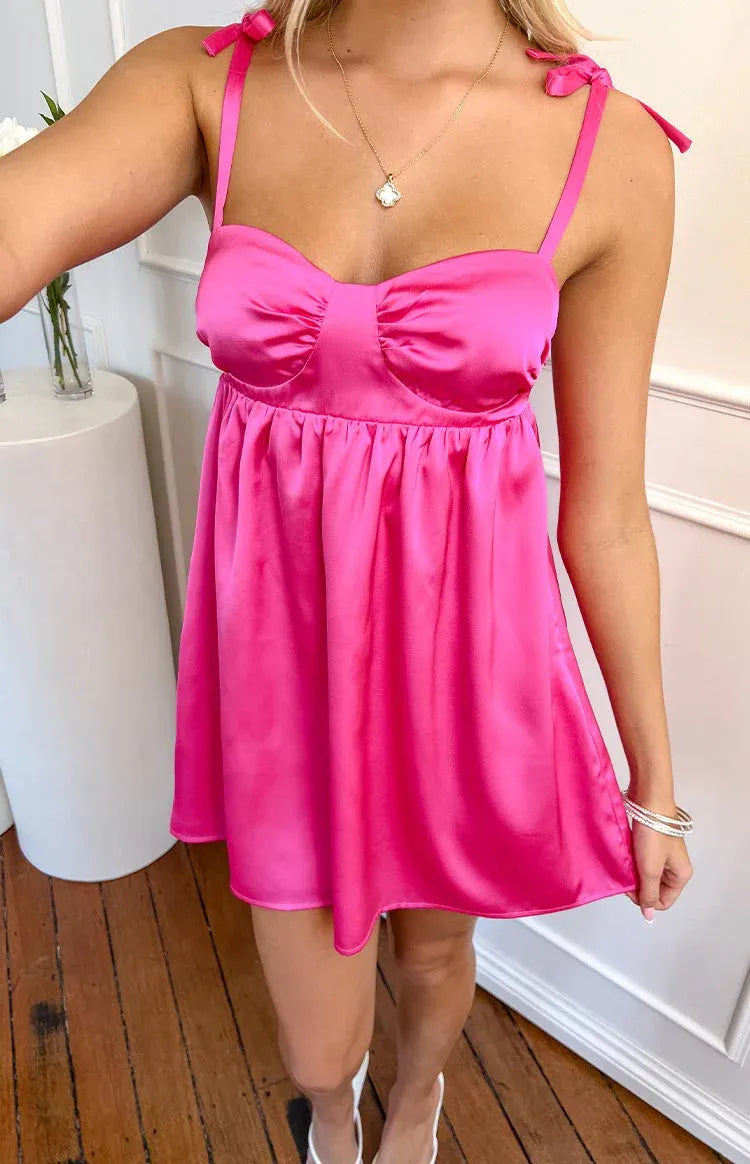 Pink Hot Mini Dress Regular Straps Graduation Party Dresses Backless Sleeveless Homecoming Dresses Elegant A-Line Cocktail Dresses