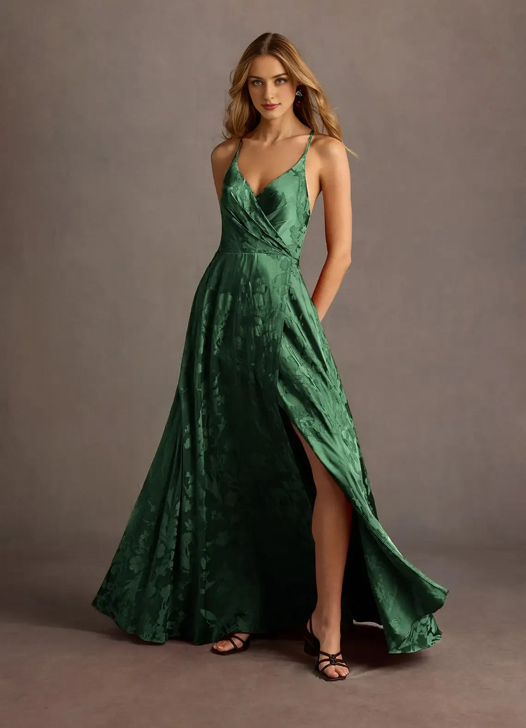 Dress Spaghetti Straps Sleeveless Romantic Flower Printed Evening Dress Floor Length Backless Prom Dress
