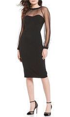 Illusion Long Sleeves Sheath Tight Knee Length Prom Dress Hot Sale For Ladies