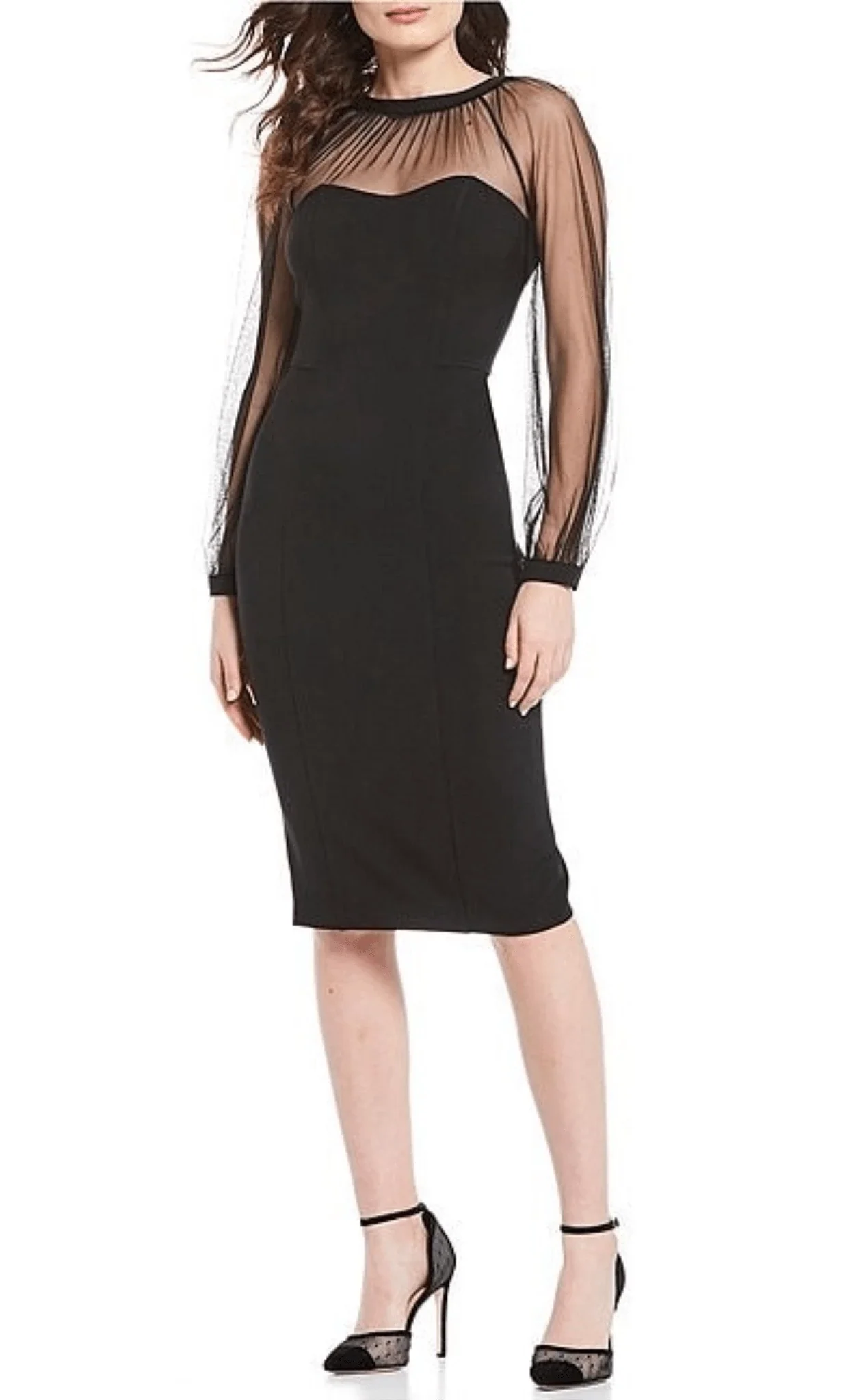 Illusion Long Sleeves Sheath Tight Knee Length Prom Dress Hot Sale For Ladies