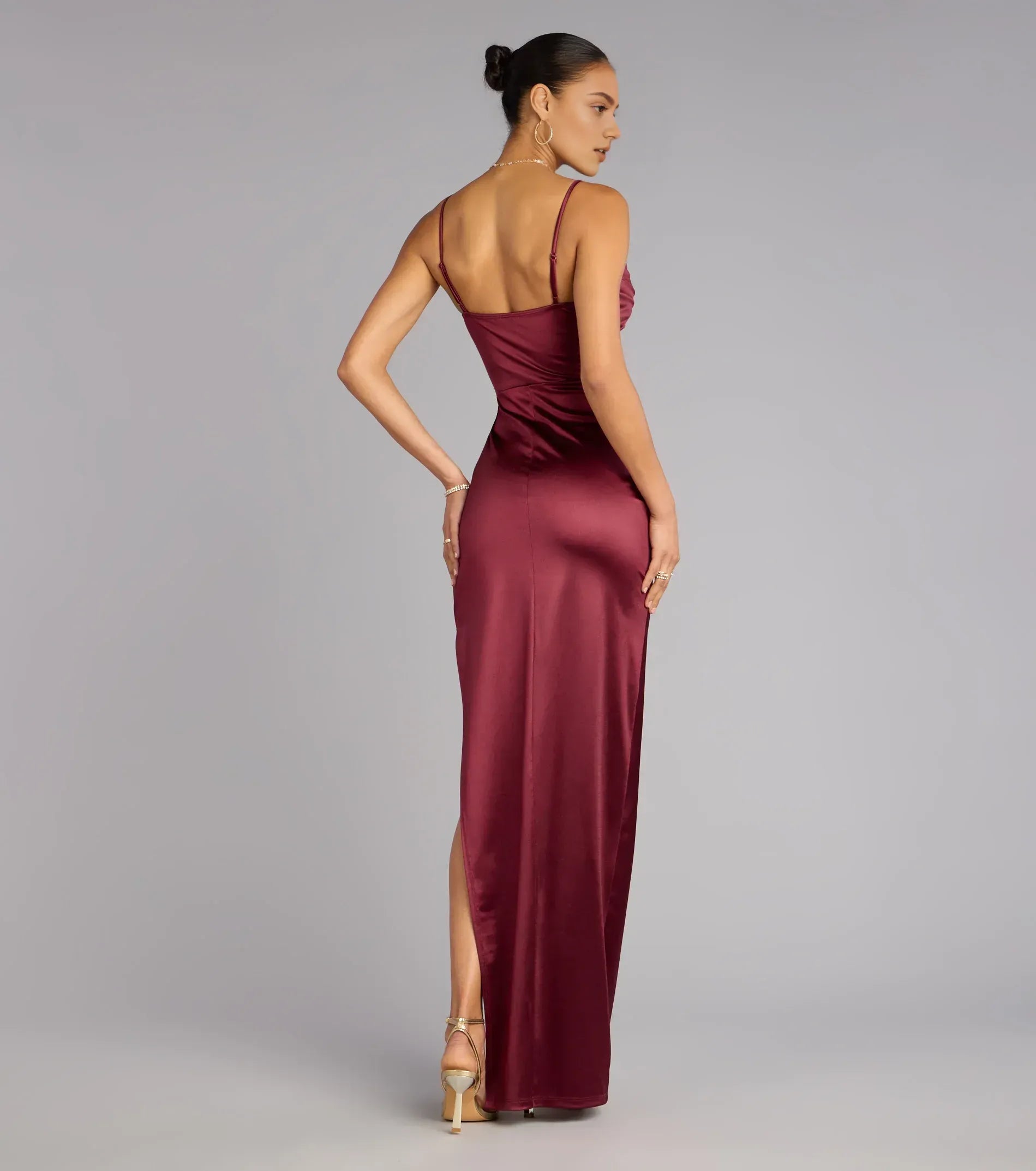 Inexpensive Column Cowl Neck Sleeveless Floor-Length Prom Dress