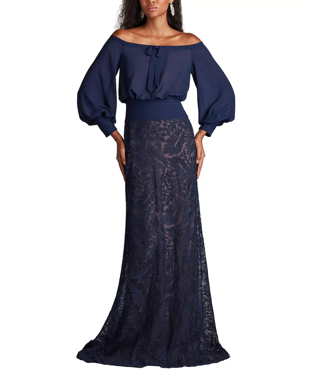 Intricate Trumpet Off the Shoulder Puff Sleeve Zipper Back Train Length For Sale Prom Dress