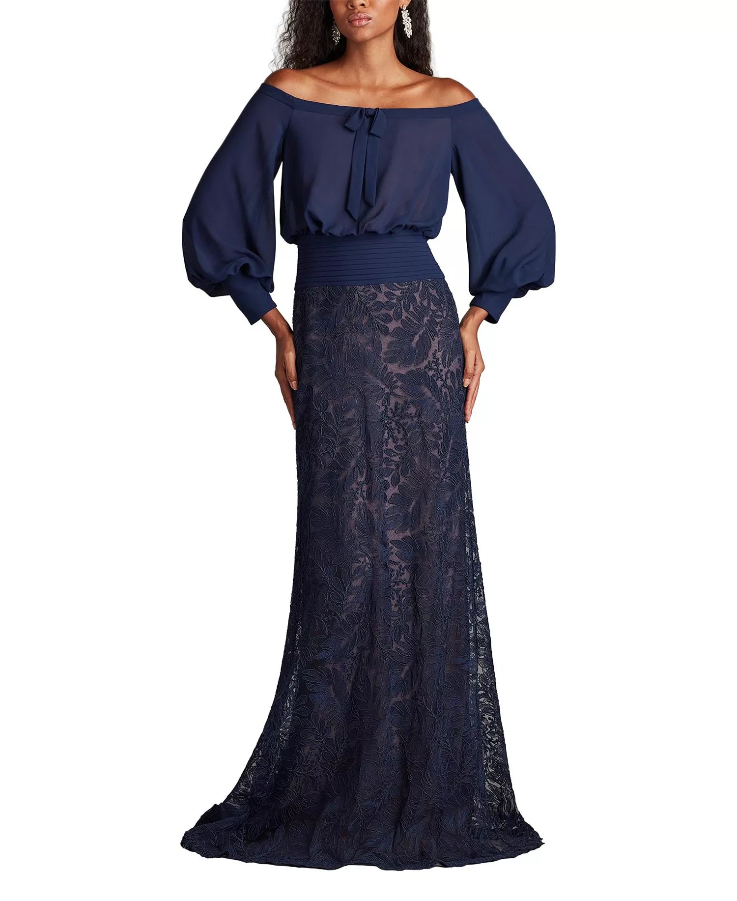 Intricate Trumpet Off the Shoulder Puff Sleeve Zipper Back Train Length For Sale Prom Dress