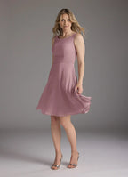 Dress Dusty Rose A-Line Scoop Pleated Dress Knee-Length Three-Quarter Sleeve Scoop Neck Back Zip Two-Piece Mother of the Bride Dress