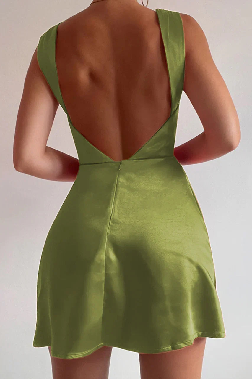 A-Line/Princess Cowl Neck Sleeveless Open back Short-Mini Homecoming Dress
