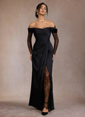 Lace Trimmed Sheath Off Shoulder Long Sleeve Open Back Floor Length For Sale Prom Dress