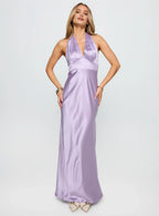 Lavender Halter Neck Backless Maxi Dress Beautiful Floor Length Prom Dresses