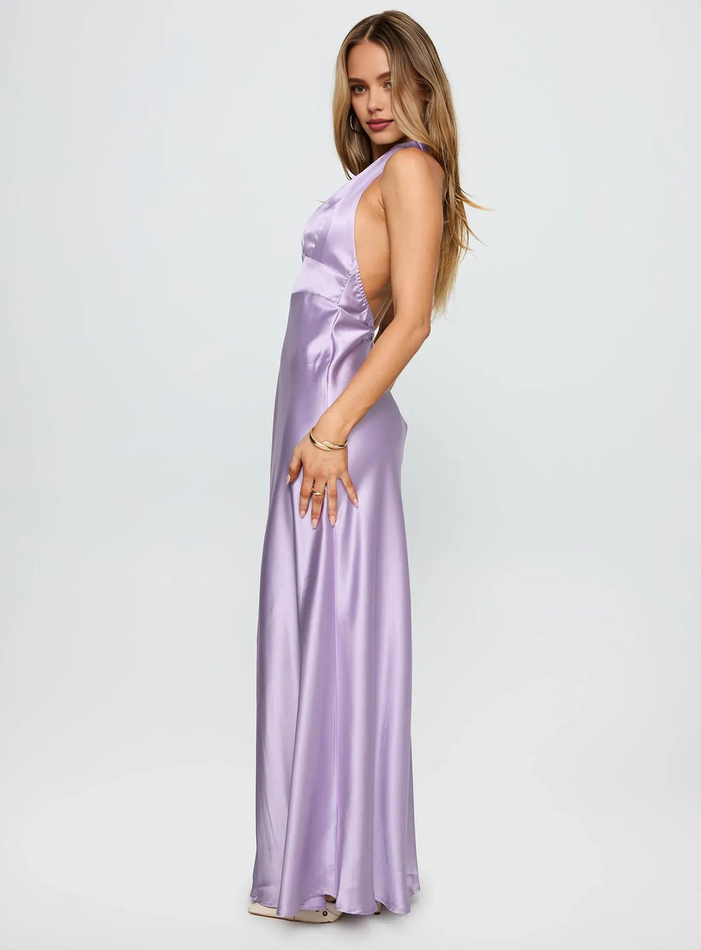 Lavender Halter Neck Backless Maxi Dress Beautiful Floor Length Prom Dresses