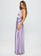 Lavender Halter Neck Backless Maxi Dress Beautiful Floor Length Prom Dresses