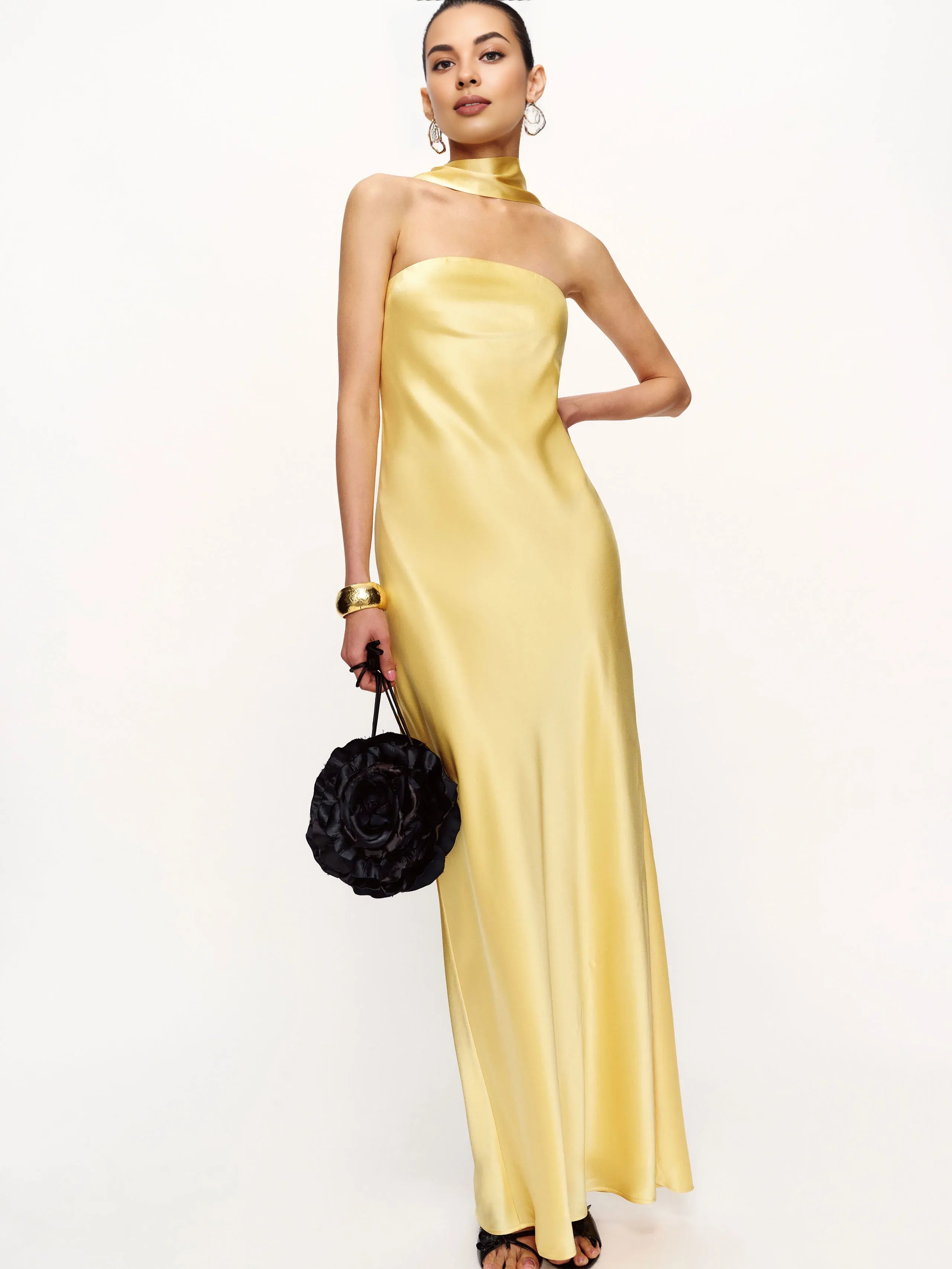 Dress Simple Strapless Sleeveless Mermaid Prom Dress Maxi Dress Backless A-Line Evening Dress With Scarf