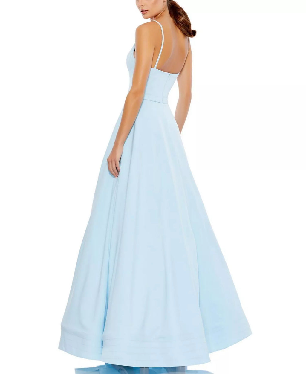 Light A Line Deep V Neck Sleeveless Open Back Floor Length For Adults Prom Dress
