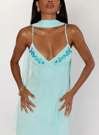 Halter Neck Backless Maxi Dress Trendy Floor Length Ball Gowns