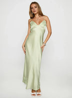 Sheath/Column V Neck Sleeveless Backless Ankle-Length Prom Dress