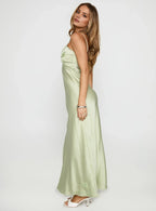 Sheath/Column V Neck Sleeveless Backless Ankle-Length Prom Dress