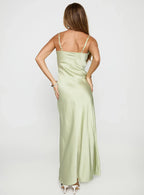 Sheath/Column V Neck Sleeveless Backless Ankle-Length Prom Dress