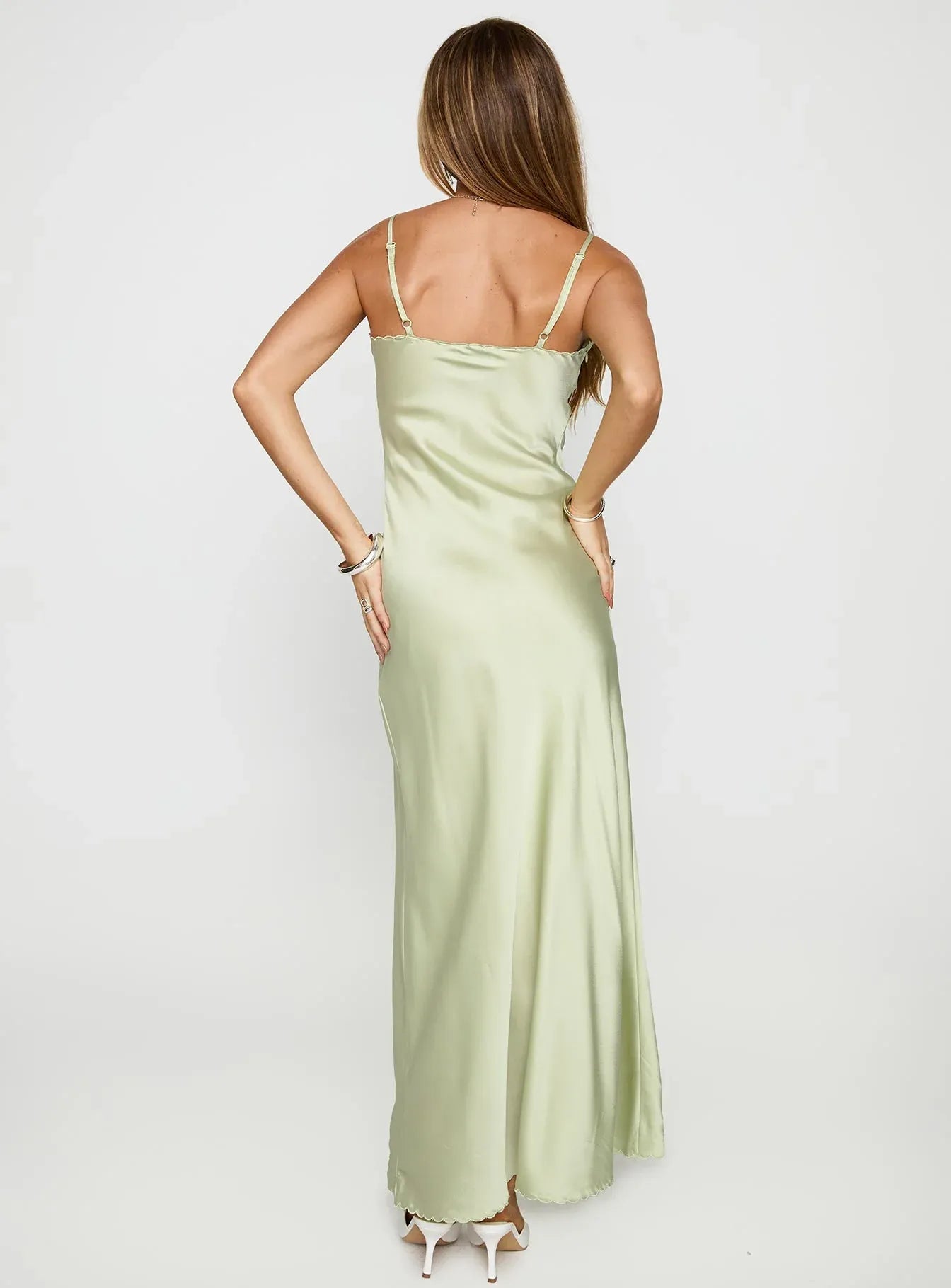 Sheath/Column V Neck Sleeveless Backless Ankle-Length Prom Dress