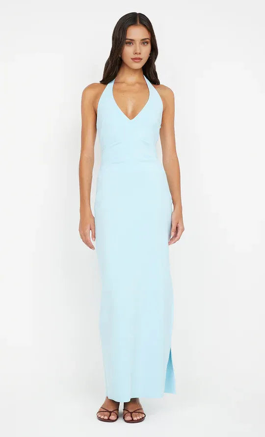 Light Sheath Halter Neck Sleeveless Open Back Floor Length Hot sale Prom Dress