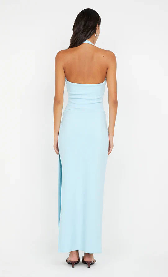 Light Sheath Halter Neck Sleeveless Open Back Floor Length Hot sale Prom Dress