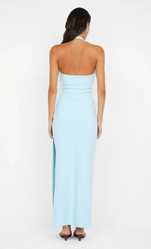 Light Sheath Halter Neck Sleeveless Open Back Floor Length Hot sale Prom Dress