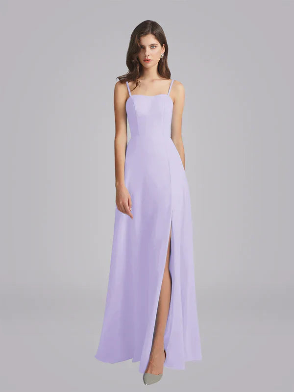 Long Chiffon Bridesmaid Dresses With Spaghetti Straps Elegant Lightweight Gowns For Bridesmaids