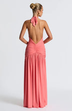 Lively Sheath Halter Neck Sleeveless Open Back Floor Length For Sale Evening Dress