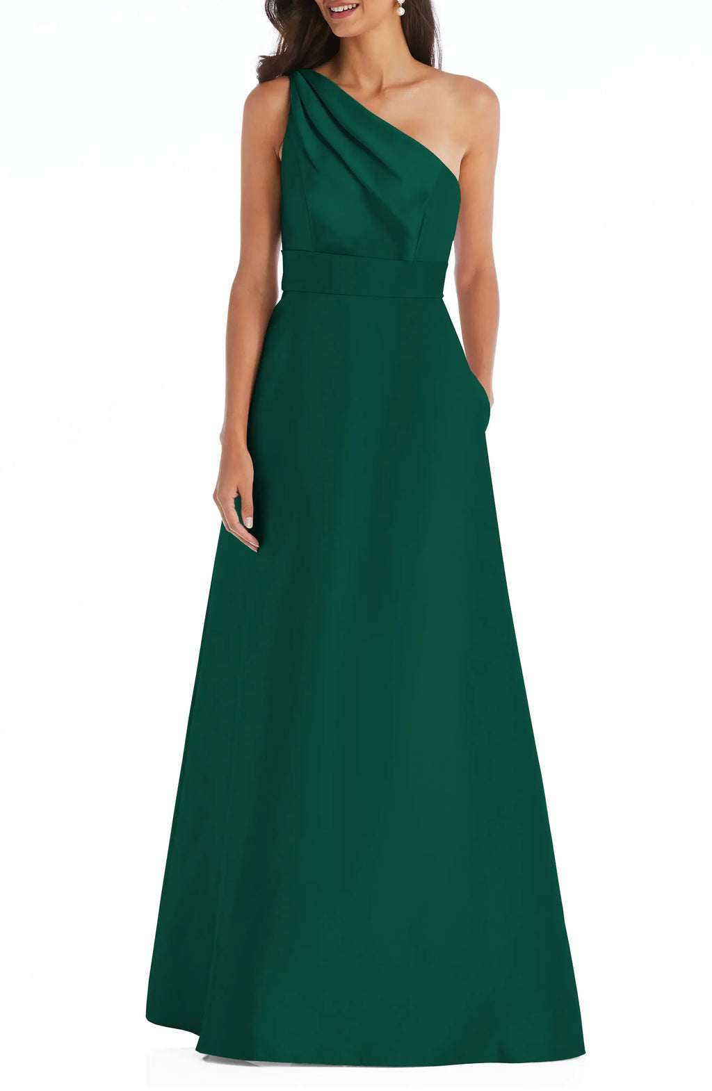 Lovely A Line One Shoulder Sleeveless Plain Back Floor Length Evening Dress