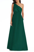 Lovely A Line One Shoulder Sleeveless Plain Back Floor Length Evening Dress