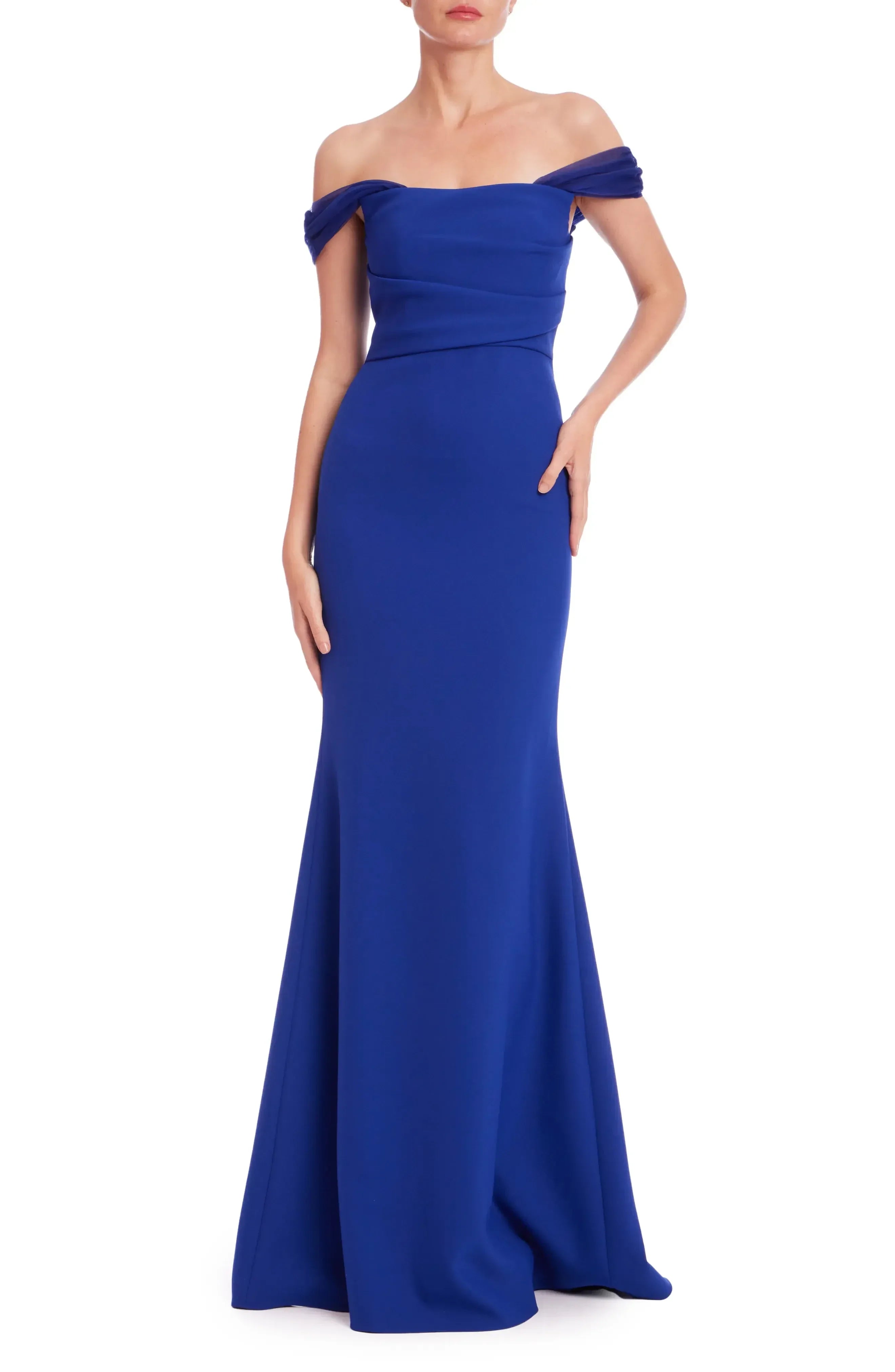 Lovely Mermaid Off Shoulder Short Sleeve Zipper Back Floor Length Evening Dress