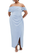 Lovely Sheath Off Shoulder Plus Size Short Sleeve Zipper Back Floor Length Evening Dress