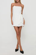 Lovely Strapless Ruffled Tie Side Sleeveless Zip Back Short Length Homecoming Dress