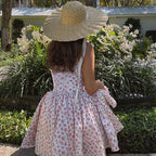 Pink A-Line Off-the-Shoulder Floral Print Trim Short Homecoming Dress