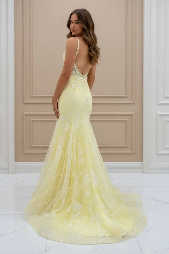 Mermaid Prom Dress With V Neck Corset Bodice And Train Featuring Sheer Lace Beading For Prom Night Glamour