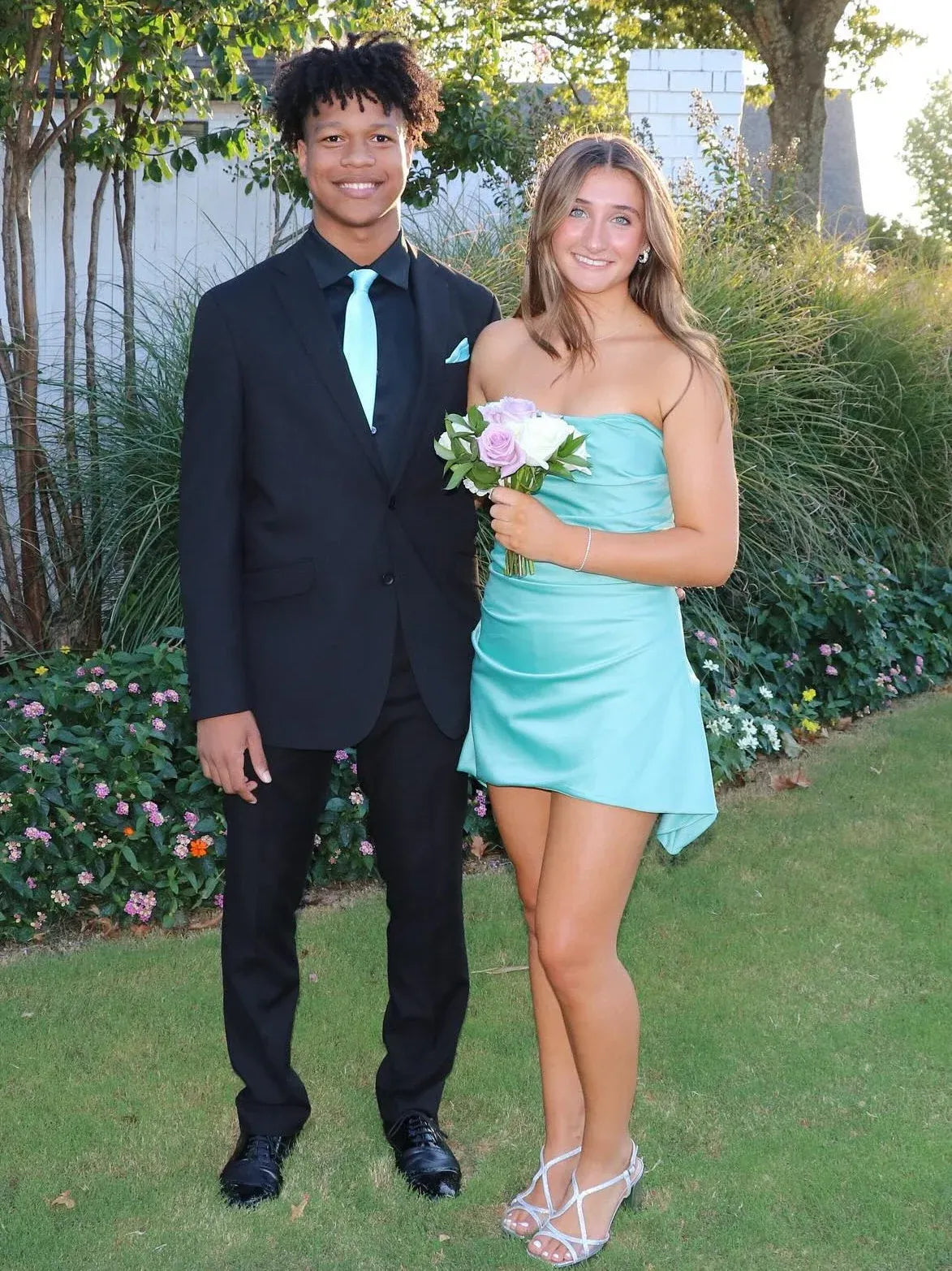 Satin Strapless Homecoming Dress Pink With Asymmetrical Hem For Teens
