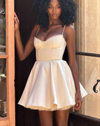 Pink A-Line Sweetheart Spaghetti Straps Corset Flirty Mini Homecoming Dress