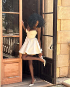 Pink A-Line Sweetheart Spaghetti Straps Corset Flirty Mini Homecoming Dress