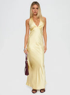 Low cost Bodycon Halter Neck Sleeveless Ankle-Length Prom Dress